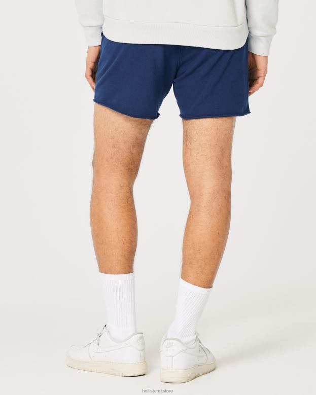 Bottoms Hollister Men Terry Fleece Logo Shorts 5\\ 488201185 Dark Blue
